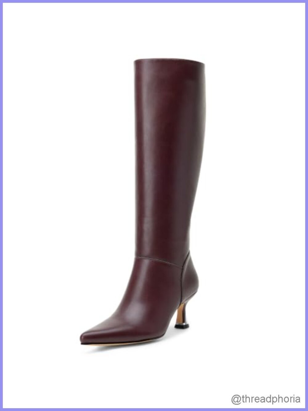Faux Leather Pointed Toe Kitten Heel Knee High Dress Boots Zip
